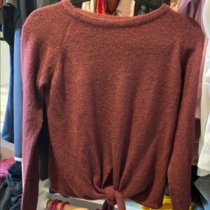 Burgundy Knit Sweater with Tie Back